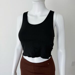 CALIA by Carrie Underwood Black Ribbed Crop Top Sports Bra